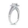 Thumbnail Image 1 of Multi-Diamond Center Pear Halo Engagement Ring 3/8 ct tw Round-cut 10K White Gold
