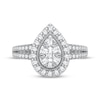 Thumbnail Image 2 of Multi-Diamond Center Pear Halo Engagement Ring 3/8 ct tw Round-cut 10K White Gold