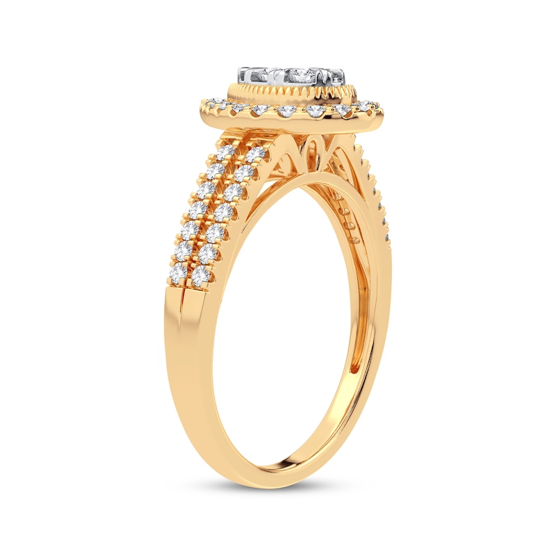 Main Image 2 of Now + Forever Multi-Diamond Center Pear Engagement Ring 3/8 ct tw Round-cut 10K Yellow Gold