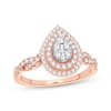 Thumbnail Image 1 of Now + Forever Multi-Diamond Center Pear Twist Engagement Ring 1/3 ct tw Round-cut 10K Rose Gold
