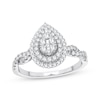 Thumbnail Image 1 of Now + Forever Multi-Diamond Center Pear Twist Engagement Ring 1/3 ct tw Round-cut 10K White Gold