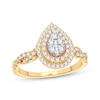 Thumbnail Image 1 of Now + Forever Multi-Diamond Center Pear Twist Engagement Ring 1/3 ct tw Round-cut 10K Yellow Gold