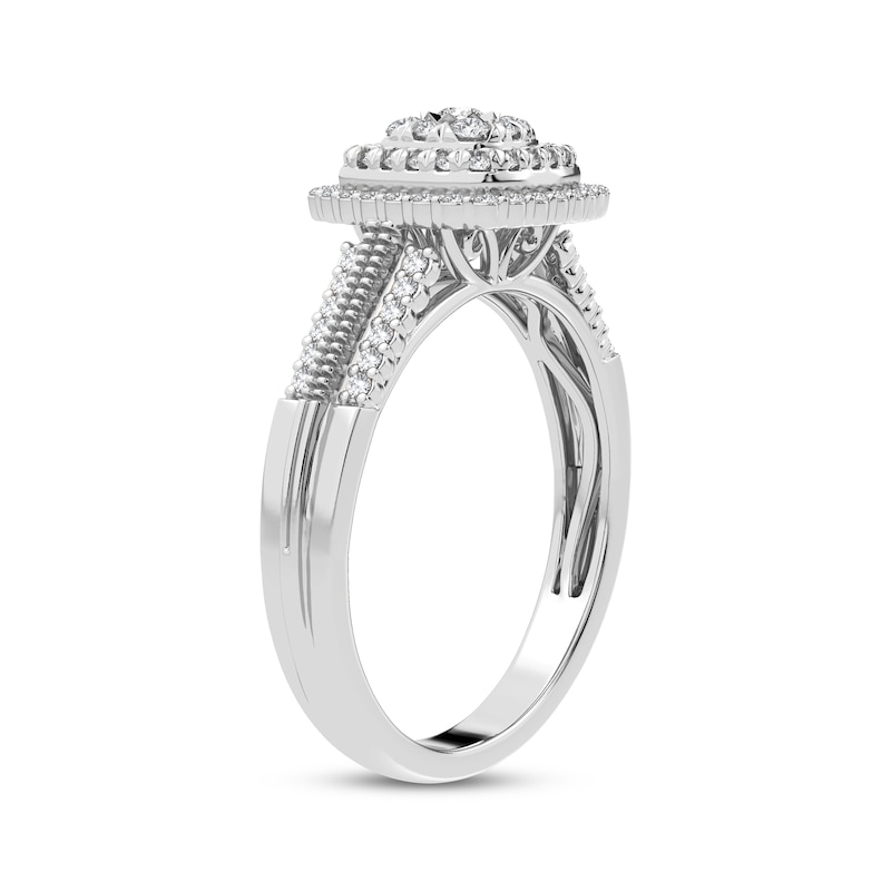 Main Image 2 of Now + Forever Multi-Diamond Center Cushion Engagement Ring 1/3 ct tw Round-cut 10K White Gold