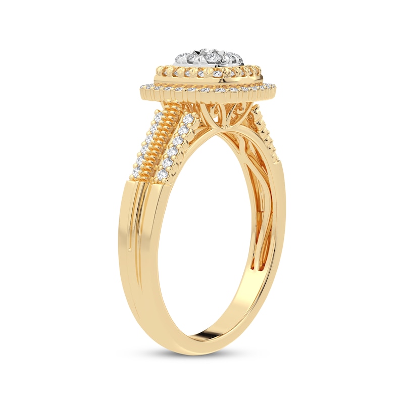 Main Image 2 of Now + Forever Diamond Cushion Engagement Ring 1/3 ct tw Round-cut 10K Yellow Gold