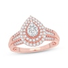 Thumbnail Image 1 of Now + Forever Multi-Diamond Center Pear Double Halo Engagement Ring 1/3 ct tw Round-cut 10K Rose Gold