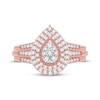 Thumbnail Image 3 of Now + Forever Multi-Diamond Center Pear Double Halo Engagement Ring 1/3 ct tw Round-cut 10K Rose Gold