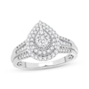 Thumbnail Image 0 of Multi-Diamond Center Pear Engagement Ring 1/3 ct tw Round-cut 10K White Gold