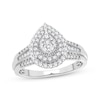 Thumbnail Image 1 of Now + Forever Multi-Diamond Center Pear Engagement Ring 1/3 ct tw Round-cut 10K White Gold