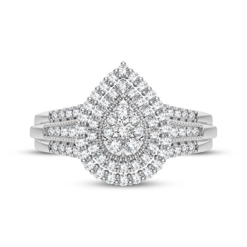Main Image 3 of Now + Forever Multi-Diamond Center Pear Engagement Ring 1/3 ct tw Round-cut 10K White Gold