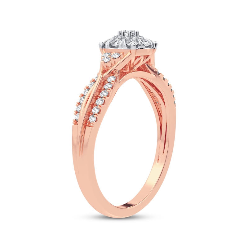Main Image 2 of Now + Forever Multi-Diamond Center Round Engagement Ring 3/8 ct tw Round-cut 10K Rose Gold