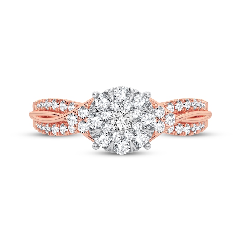 Main Image 3 of Now + Forever Multi-Diamond Center Round Engagement Ring 3/8 ct tw Round-cut 10K Rose Gold