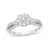 Thumbnail Image 1 of Now + Forever Multi-Diamond Center Engagement Ring 3/8 ct tw Round-cut 10K White Gold