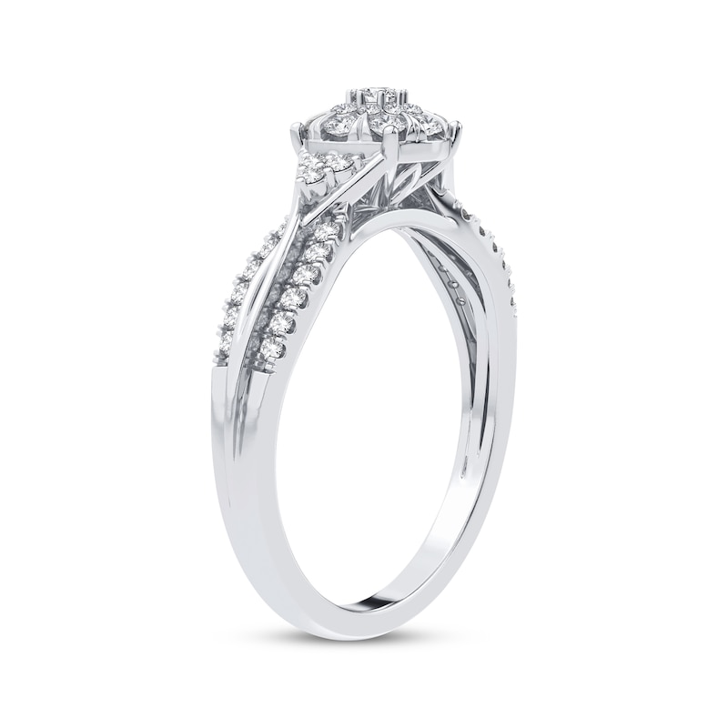 Main Image 2 of Now + Forever Multi-Diamond Center Engagement Ring 3/8 ct tw Round-cut 10K White Gold