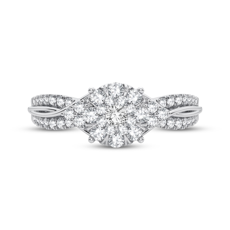 Main Image 3 of Now + Forever Multi-Diamond Center Engagement Ring 3/8 ct tw Round-cut 10K White Gold