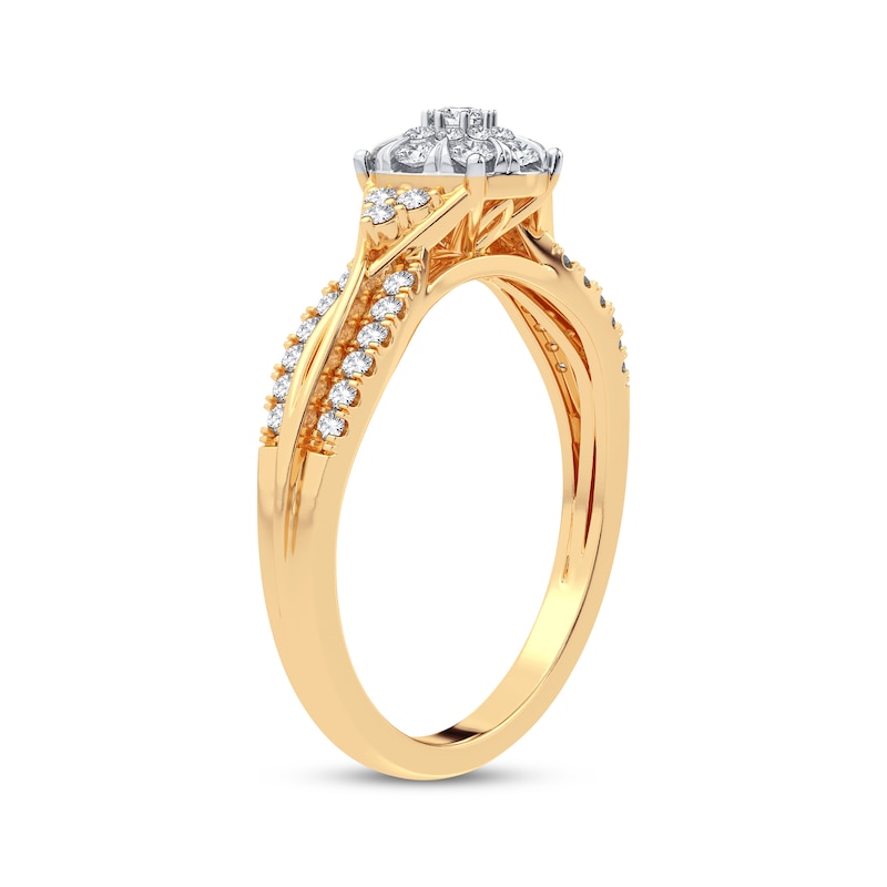 Main Image 2 of Now + Forever Multi-Diamond Center Round Engagement Ring 3/8 ct tw Round-cut 10K Yellow Gold