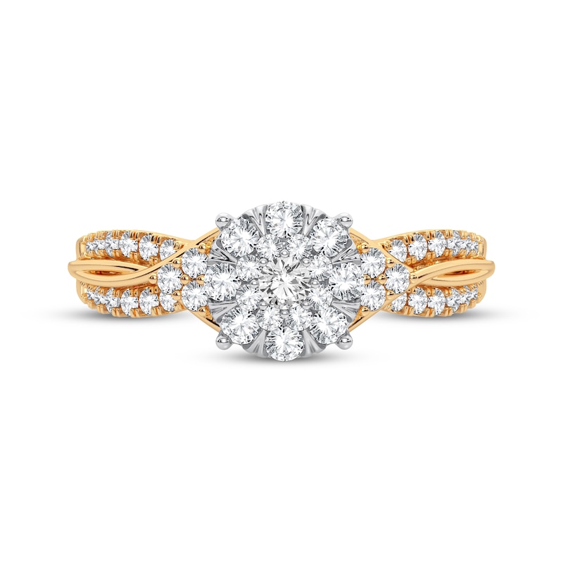 Main Image 3 of Now + Forever Multi-Diamond Center Round Engagement Ring 3/8 ct tw Round-cut 10K Yellow Gold