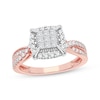 Thumbnail Image 1 of Now + Forever Multi-Diamond Center Engagement Ring 3/8 ct tw Princess & Round-cut 10K Rose Gold