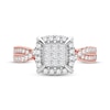 Thumbnail Image 2 of Multi-Diamond Center Engagement Ring 3/8 ct tw Princess & Round-cut 10K Rose Gold