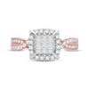 Thumbnail Image 3 of Now + Forever Multi-Diamond Center Engagement Ring 3/8 ct tw Princess & Round-cut 10K Rose Gold