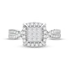 Thumbnail Image 2 of Multi-Diamond Center Engagement Ring 3/8 ct tw Princess & Round-cut 10K White Gold