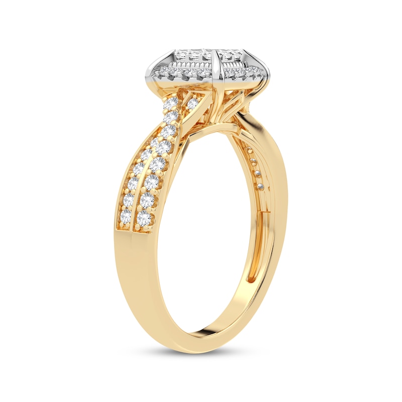 Main Image 2 of Now + Forever Multi-Diamond Center Engagement Ring 3/8 ct tw Princess & Round-cut 10K Yellow Gold