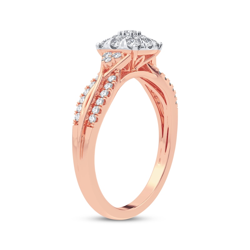 Main Image 2 of Now + Forever Multi-Diamond Center Engagement Ring 3/8 ct tw Round-cut 10K Rose Gold