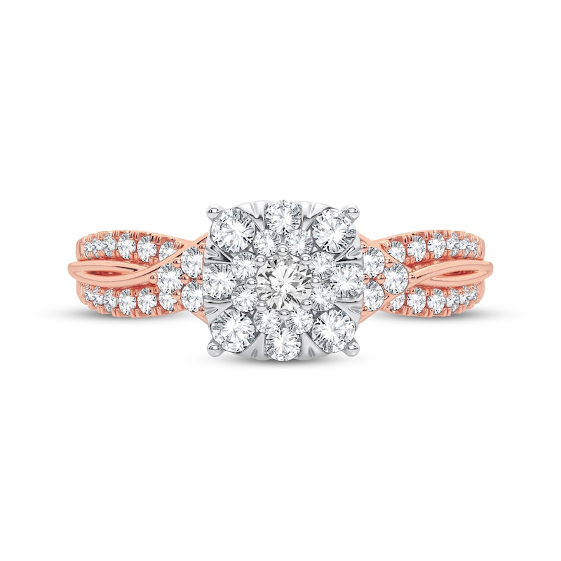 Main Image 3 of Now + Forever Multi-Diamond Center Engagement Ring 3/8 ct tw Round-cut 10K Rose Gold