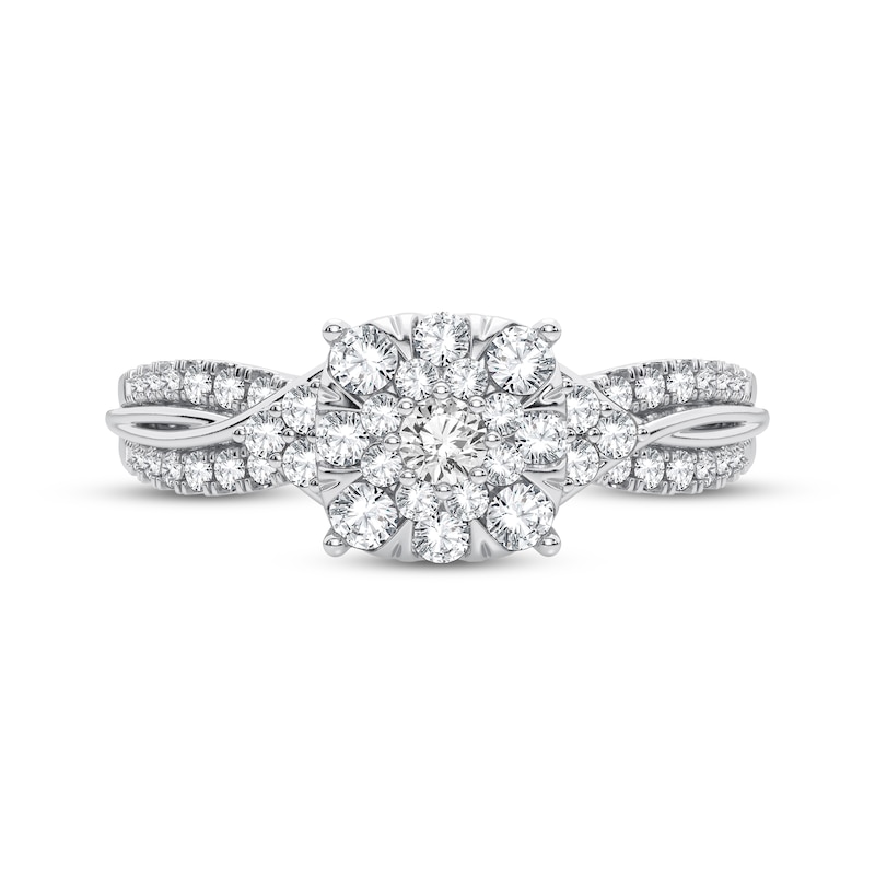 Main Image 3 of Now + Forever Multi-Diamond Center Twist Engagement Ring 3/8 ct tw Round-cut 10K White Gold