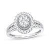 Thumbnail Image 1 of Now + Forever Multi-Diamond Center Oval Milgrain Engagement Ring 3/8 ct tw Round-cut 10K White Gold