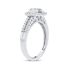 Thumbnail Image 2 of Now + Forever Multi-Diamond Center Oval Milgrain Engagement Ring 3/8 ct tw Round-cut 10K White Gold