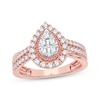 Thumbnail Image 1 of Now + Forever Multi-Diamond Center Pear Engagement Ring 1/2 ct tw Round-cut 10K Rose Gold