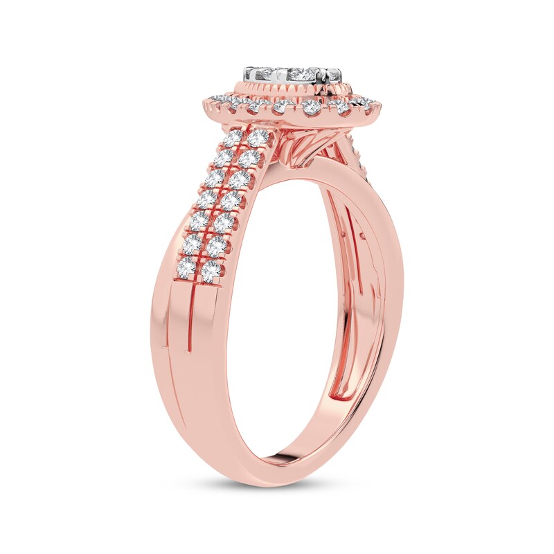 Main Image 2 of Now + Forever Multi-Diamond Center Pear Engagement Ring 1/2 ct tw Round-cut 10K Rose Gold