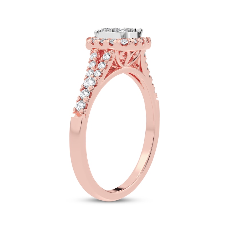 Main Image 2 of Now + Forever Multi-Diamond Center Split Shank Engagement Ring 3/8 ct tw Round-cut 10K Rose Gold