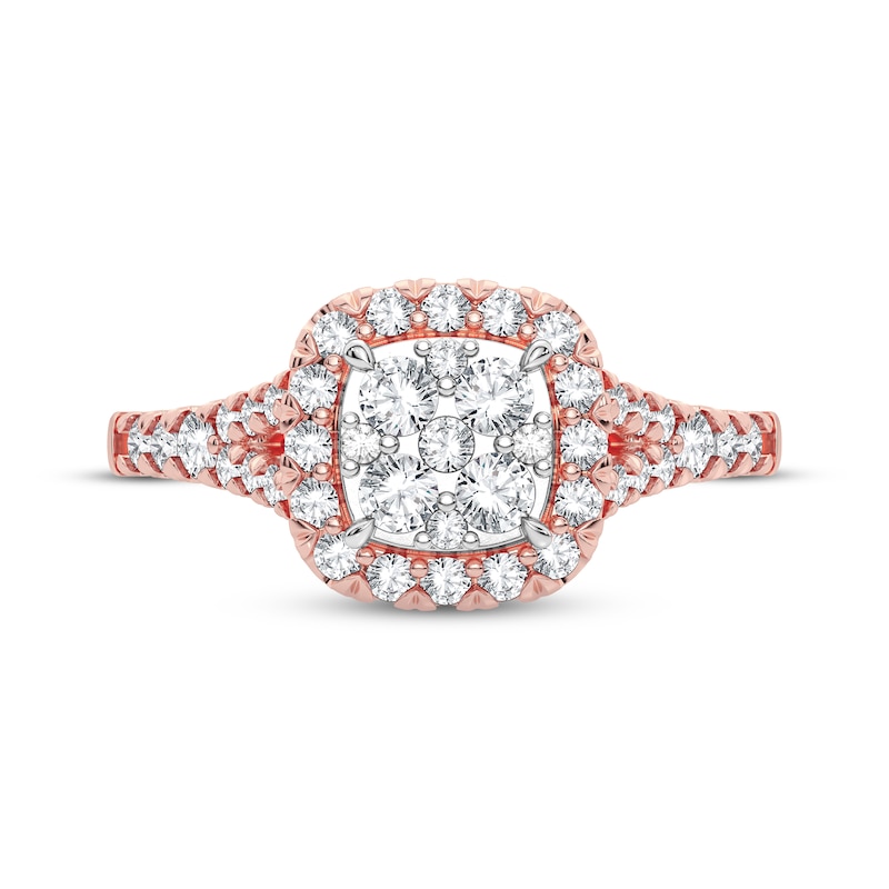Main Image 3 of Now + Forever Multi-Diamond Center Split Shank Engagement Ring 3/8 ct tw Round-cut 10K Rose Gold