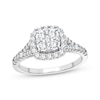 Thumbnail Image 0 of Multi-Diamond Center Cushion Split-Shank Engagement Ring 3/8 ct tw Round-cut 10K White Gold
