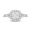Thumbnail Image 2 of Multi-Diamond Center Cushion Split-Shank Engagement Ring 3/8 ct tw Round-cut 10K White Gold