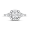 Thumbnail Image 3 of Now + Forever Multi-Diamond Center Cushion Split-Shank Engagement Ring 3/8 ct tw Round-cut 10K White Gold