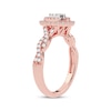 Thumbnail Image 1 of Multi-Diamond Pear Double Halo Engagement Ring 3/8 ct tw Round-cut 10K Rose Gold