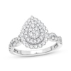 Thumbnail Image 1 of Now + Forever Multi-Diamond Center Pear Twist Engagement Ring 3/8 ct tw Round-cut 10K White Gold
