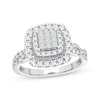 Thumbnail Image 1 of Now + Forever Multi-Diamond Center Cushion Twist Engagement Ring 3/8 ct tw Princess & Round-cut 10K White Gold