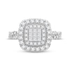 Thumbnail Image 3 of Now + Forever Multi-Diamond Center Cushion Twist Engagement Ring 3/8 ct tw Princess & Round-cut 10K White Gold