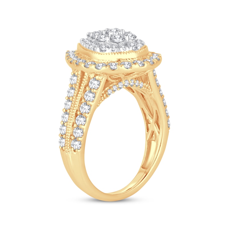 Multi-Diamond Pear Frame Engagement Ring 2 ct tw 10K Yellow Gold