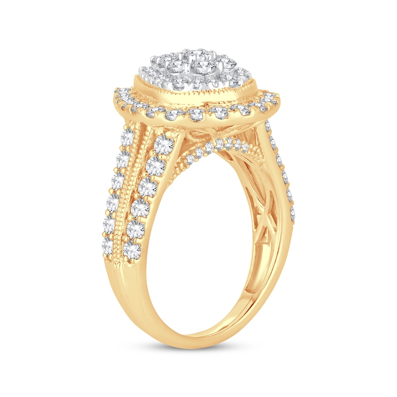 Main Image 2 of Now + Forever Multi-Diamond Pear Frame Engagement Ring 2 ct tw 10K Yellow Gold