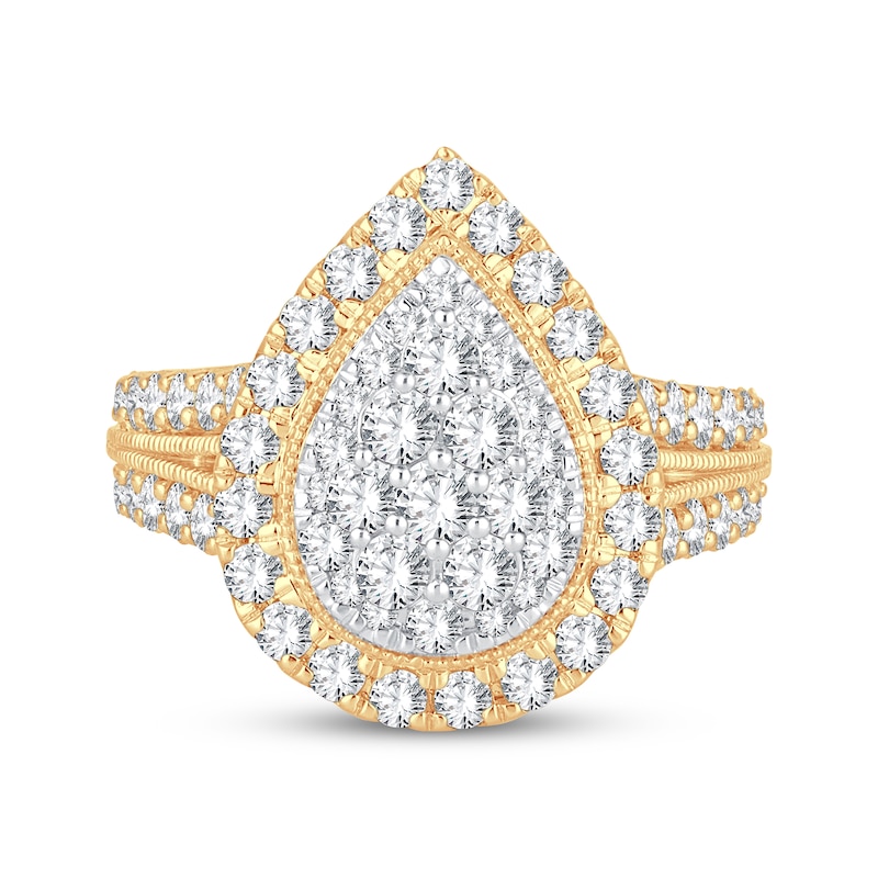 Main Image 3 of Now + Forever Multi-Diamond Pear Frame Engagement Ring 2 ct tw 10K Yellow Gold