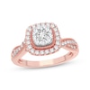 Thumbnail Image 1 of Now + Forever Multi-Diamond Cushion Twist Engagement Ring 3/8 ct tw Round-cut 10K Rose Gold