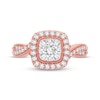 Thumbnail Image 2 of Multi-Diamond Cushion Twist Engagement Ring 3/8 ct tw Round-cut 10K Rose Gold