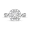 Thumbnail Image 2 of Multi-Diamond Center Cushion Engagement Ring 3/8 ct tw Round-cut 10K White Gold