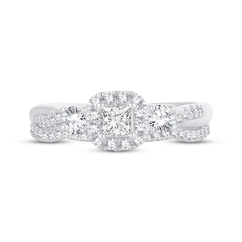 Memories Moments Magic Diamond Bridal Set 3/4 ct tw Princess & Round-cut 10K White Gold