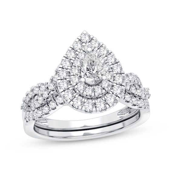 Now + Forever Diamond Bridal Set 3/4 ct tw Pear & Round-cut 10K White Gold