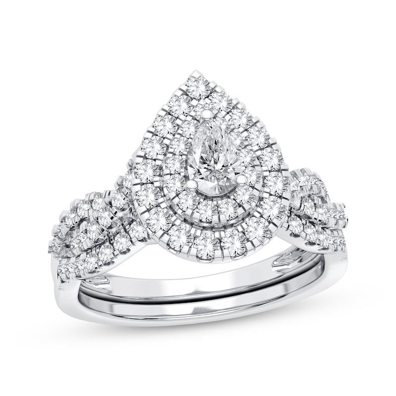 Main Image 1 of Now + Forever Diamond Bridal Set 3/4 ct tw Pear & Round-cut 10K White Gold